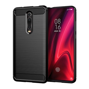 Husa pentru Xiaomi Mi 9T / Mi 9T Pro / Redmi K20 Pro / Redmi K20, SKYDDAR INNOVATION, Carbon Silicone, din Silicon Slim, cu textura Fibra Carbon, set cu sticker, Negru