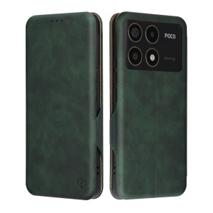 Husa pentru Xiaomi Poco F6 Pro tip carte din Piele Ecologica, Suport Carduri, Inchidere Magnetica, Skyddar Pocket Safe - Verde