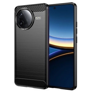 Husa pentru Xiaomi Poco F7 Pro, SKYDDAR INNOVATION, Carbon Silicone, din Silicon Slim, cu textura Fibra Carbon, set cu sticker, Negru