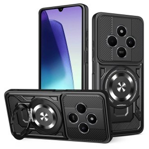 Husa pentru Xiaomi Redmi 14C / Poco C75 cu Inel magnetic antisoc, set cu sticker, RuggedCam, Negru
