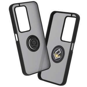 Husa pentru Xiaomi Redmi 15 5G / Redmi 15 4G, SKYDDAR INNOVATION, Glinth cu Inel Rotativ 360° Magnetic, set cu sticker, Negru  - Img 5