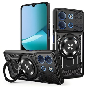 Husa pentru Xiaomi Redmi 15C 5G, Inel Magnetic, Antisoc, set cu sticker, RuggedCam, Negru