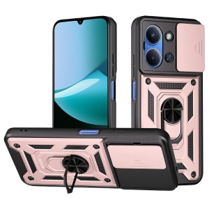 Husa pentru Xiaomi Redmi 15C 5G, SKYDDAR INNOVATION, CamShield, Inel magnetic, set cu sticker, Roz