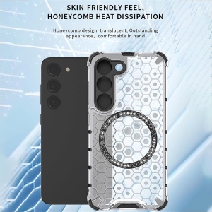 Husa pentru Xiaomi Redmi A3 / Redmi A3x, SKYDDAR INNOVATION, HoneyComb Shield MagSafe, Alb, set cu sticker - Img 3