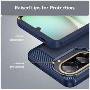 Husa pentru Xiaomi Redmi A5 4G din Silicon Slim, cu textura Carbon, set cu sticker, Carbon Silicone, Albastru - Img 4
