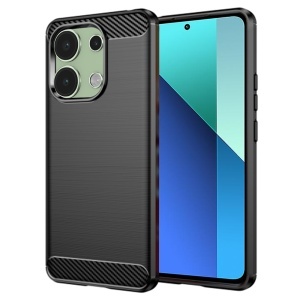 Husa pentru Xiaomi Redmi Note 13 4G, , din Silicon Slim, cu textura Fibra Carbon, Skyddar Carbon Silicone, set cu sticker, Negru