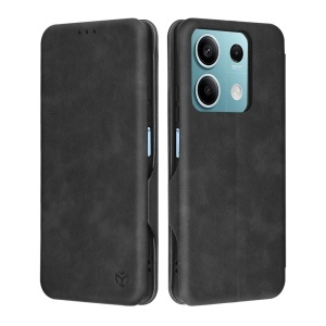 Husa pentru Xiaomi Redmi Note 13 5G, SKYDDAR INNOVATION, Safe Wallet tip carte din Piele Ecologica, Suport Carduri, Inchidere Magnetica, Negru, set cu sticker