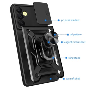 Husa Samsung Galaxy A25 5G cu inel magnetic si protectie camera Skyddar CamShield - Albastru - Img 6