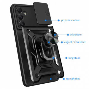 Husa Samsung Galaxy A55 5G cu inel magnetic si protectie camera Skyddar CamShield - Albastru - Img 2
