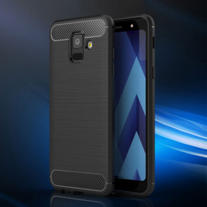 Husa Samsung Galaxy A6 2018 din silicon, Slim, cu textura Fibra Carbon - Negru - Img 5