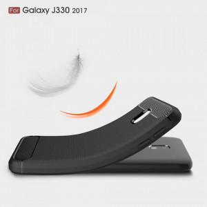 Husa Samsung Galaxy J3 2017 din silicon, Slim, cu textura Fibra Carbon - Negru - Img 5