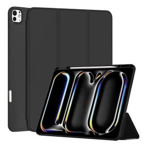 Husa tableta pentru iPad Pro 13 (2024) / iPad Pro 13 (2025), suport Pencil, functie Sleep/Wake, Flex Trifold, set cu sticker, Negru