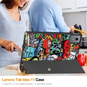 Husa tableta pentru Lenovo Idea Tab 11, SKYDDAR INNOVATION, cu suport Multi-Unghi si functie Sleep/Wake, FoldPro, Urban vibe, set cu sticker - Img 4