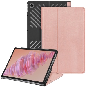 Husa tableta pentru Lenovo Tab Plus, SKYDDAR INNOVATION, cu suport Multi-Unghi si functie Sleep/Wake, FoldPro, Roz, set cu sticker