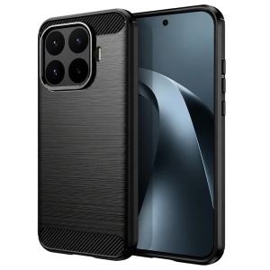 Husa Xiaomi 17T din Silicon Slim, cu textura Fibra Carbon, set cu sticker, Carbon Silicone, Negru
