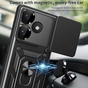 Husa Xiaomi Poco F6 cu inel magnetic si protectie camera Skyddar CamShield - Roz - Img 10