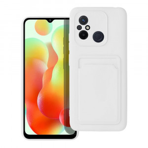 Husa Xiaomi Redmi 12C din silicon Suport Card, set cu sticker, Cards Case, Alb