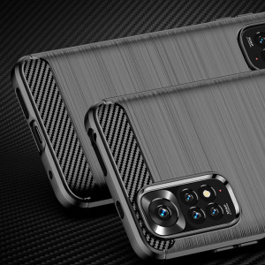 Husa Xiaomi Redmi Note 11 / Note 11S din silicon, Slim, cu textura Fibra Carbon - Negru - Img 6