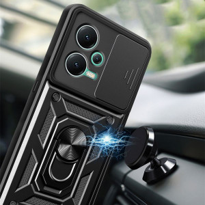 Husa Xiaomi Redmi Note 12 Pro+ cu inel magnetic, Techsuit CamShield - Negru - Img 2