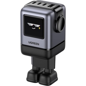 Incarcator 4in1 cu Display TFT, USB, Type-C, GaN, 100W, Ugreen Uno RG X688 - Gri
