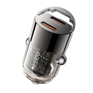 Incarcator auto, 2x Type-C, PD 30W, Aliaj aluminiu, Yesido, Negru