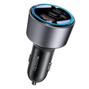Incarcator auto, 2x Type-C, USB-A, 200W, Incarcare rapida, Yesido, Negru