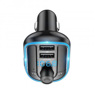 Incarcator Auto cu Modulator FM, Display LED, 2xUSB 3.1A, MicroSD, Yesido (Y44) - Negru - Img 3