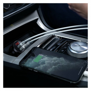 Incarcator auto, display voltaj, 2x USB 4.8 A, 24W, Baseus - Negru - Img 8