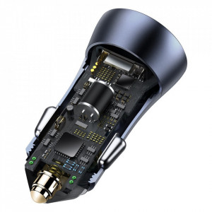 Incarcator auto USB-A, USB-C, 40W cu cablu Type-C la Lightning, Baseus (TZCCJD-B0G) - Gri inchis - Img 5