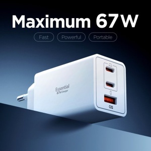 Incarcator pentru Priza, USB, 2x Type-C, 67W, Fast Charging - Spigen Essential EE673EU (ACH08710) - White