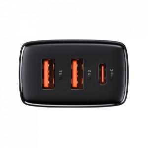 Incarcator priza Compact, USB-C, PD, 30W si 2x USB-A, QC 3A, Baseus (CCXJ-E01) - Negru - Img 3