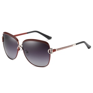 Ochelari de soare dama, protectie UV, Rama metalica, Filtru UV, polarizati (8702), set cu sticker, Negru;maro