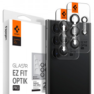 [Pachet 2x] Folie camera Samsung Galaxy S23 Ultra, GLAS.TR Ez-Fit - Negru