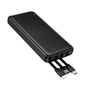 Power Bank 10000mAh cu 3 Cabluri Integrate (USB-C, Lightning, microUSB), 2A, Indicator LED,, Borofone BJ79, Negru