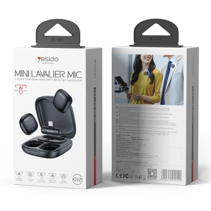 Set 2 microfoane lavaliera wireless, 3in1 Receiver, Type-C, AI Noise Reduction, Yesido, Negru - Img 7