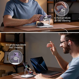 Statie Alimentare Telefon, AirPods, iWatch, 25W, Ugreen CD278, Alb - Img 5