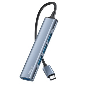 Statie de andocare 4in1, USB-C la 1x USB 3.0, 3x USB 2.0, 5Gbps, Aluminiu, Yesido, Gri