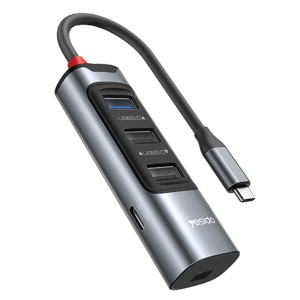 Statie de andocare 5in1, Type-C la 3x USB, Mini DisplayPort 4K, PD 100W, Yesido, Gri