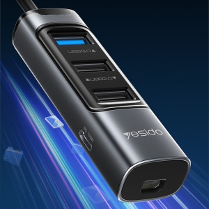 Statie de andocare 5in1, Type-C la 3x USB, Mini DisplayPort 4K, PD 100W, Yesido, Gri - Img 5
