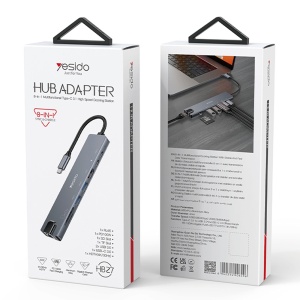 Statie de andocare 8in1, Type-C, HDMI 4K, RJ45, PD 100W, Yesido, Gri - Img 7