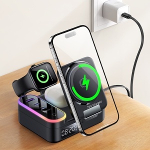 Statie de incarcare wireless, 8 in 1, MagSafe, 65W, Cablu retractabil, Yesido, Negru - Img 4