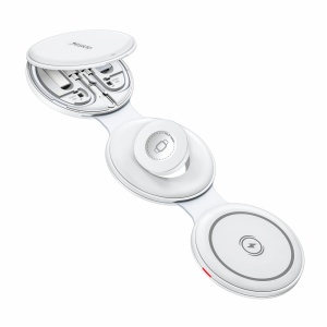 Statie incarcare wireless 5in1, 15W, MagSafe, Pliabila, Suport telefon, Yesido, Alb