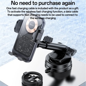 Suport auto cu incarcare wireless, 15W, Ventuza, Dashboard si Parbriz, Yesido, Negru - Img 5