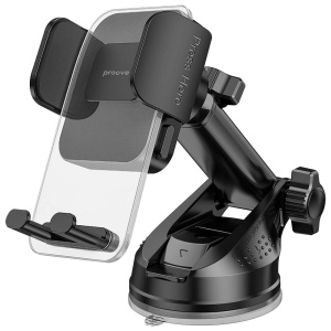 Suport Auto, Proove Crystal Clamp Plus, Prindere Bord, Clema Mecanica, Ventuza, Universal, Negru