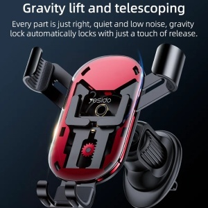 Suport auto telefon, Grila ventilatie, Gravitational, Rotire 360, Yesido, Negru - Img 3