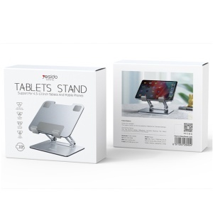 Suport de birou, Pliabil, Pentru telefon si tableta 4.5 - 13 inch, Aliaj aluminiu, Yesido, Argintiu - Img 7