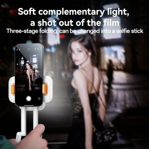 Suport telefon birou, Lumina LED RGB, Baterie 1000mAh, Pliabil, Yesido, Alb - Img 3