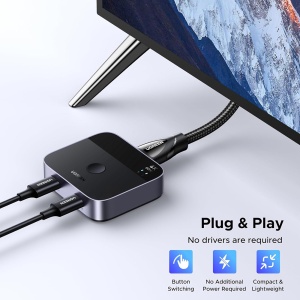 USB-C Switch 2In 1Out, 4K@60Hz, Ugreen AW502 - Gri - Img 2