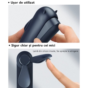 Ventilator Ultra Portabil 3 in 1, De Mână, De Birou, De Gât, 3 Trepte Viteza, Pliabil cu baterie Portabila 2000mAh, Autonomie 20h, SKDR AirMini - Albastru - Img 6