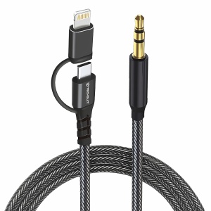 Adaptor Audio 3in1, EchoSnap AC15, Lightning & Type-C, Jack 3.5mm, Negru